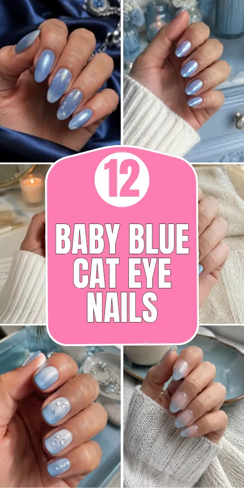 Baby Blue Cat Eye Nails