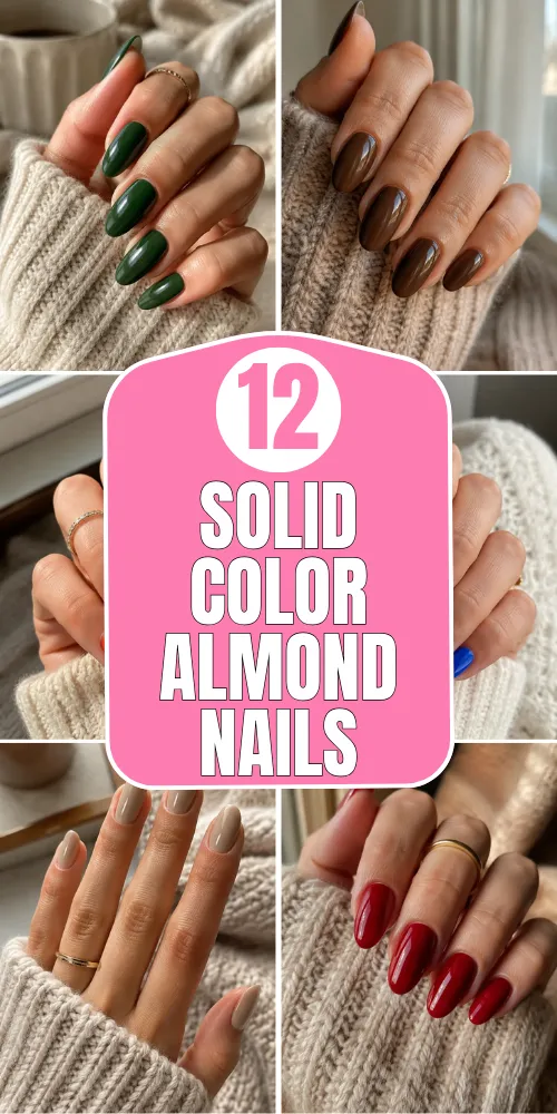Solid Color Almond Nails