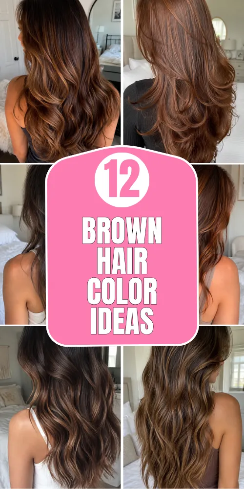 Luminous bronze brown hair color on layered waves