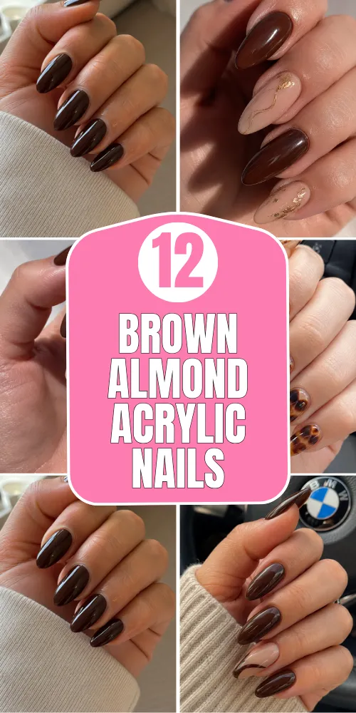 Brown Almond Acrylic Nails