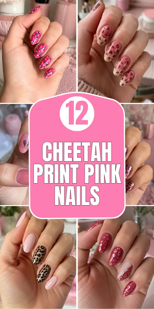 Milky pink nails with minimalist side cheetah spots