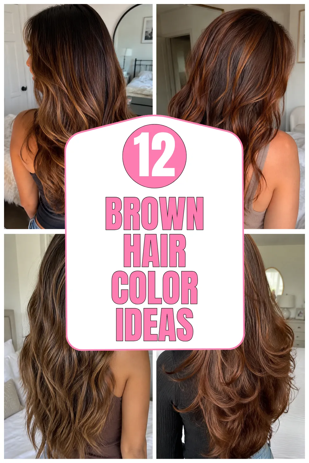 Luminous bronze brown hair color on layered waves
