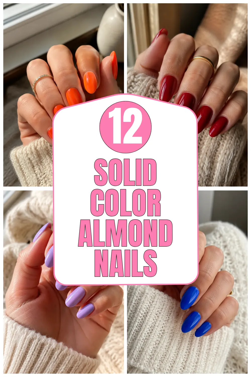 Solid Color Almond Nails