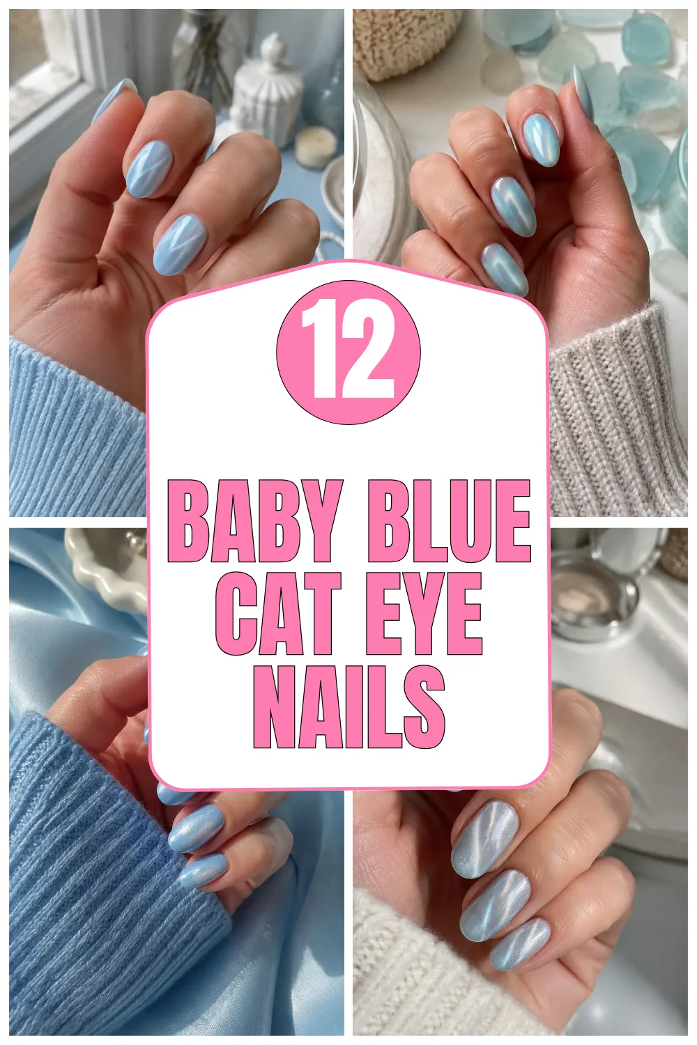 Baby Blue Cat Eye Nails