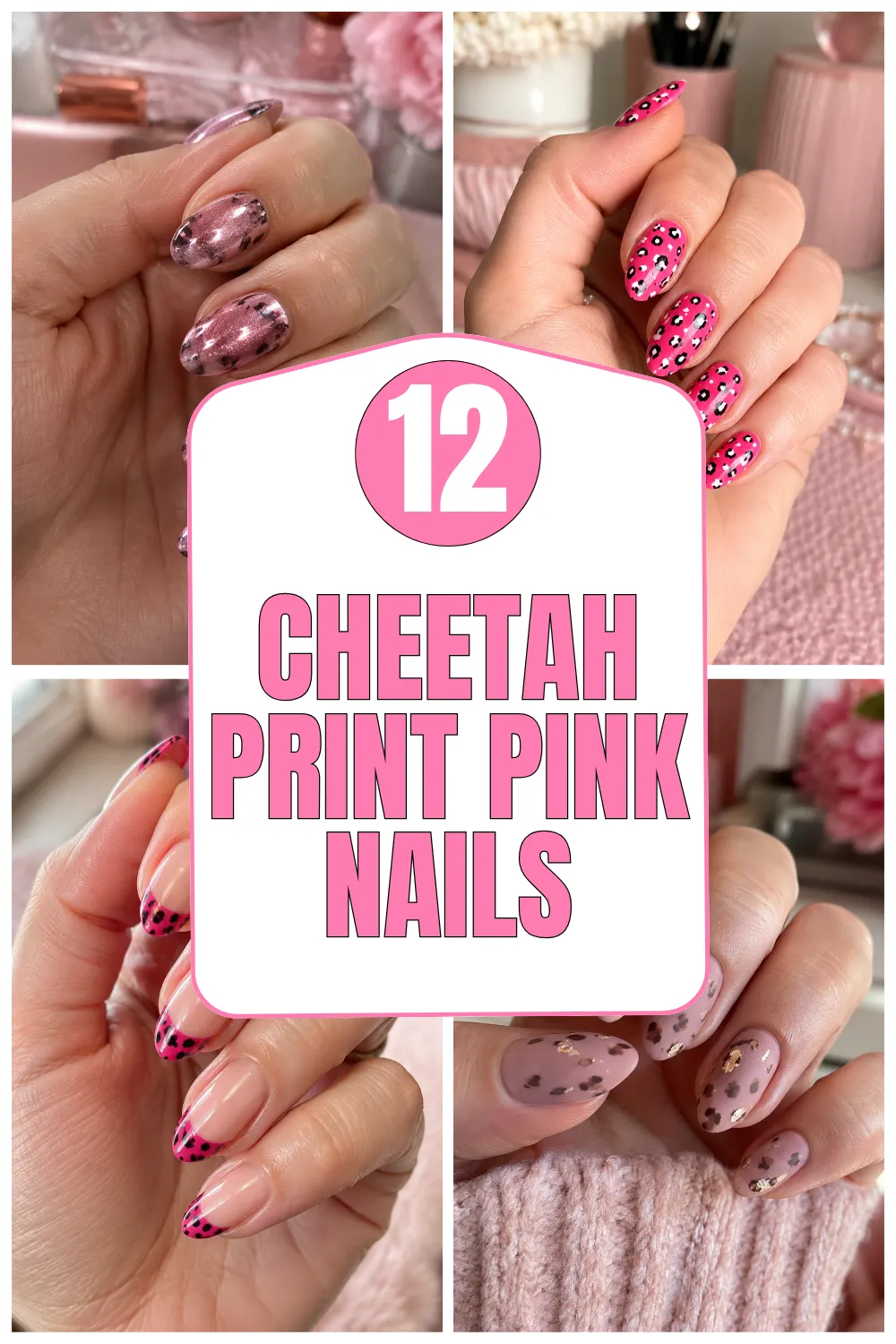 Milky pink nails with minimalist side cheetah spots