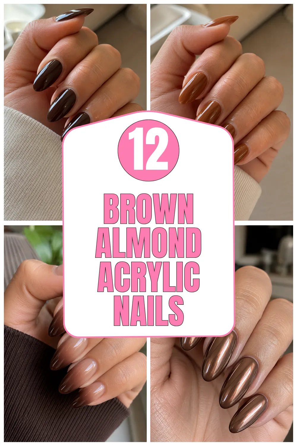 Brown Almond Acrylic Nails
