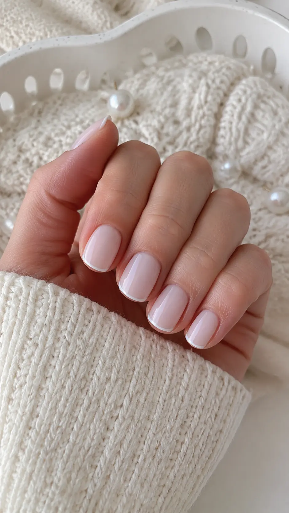 Milky White Micro French Nails