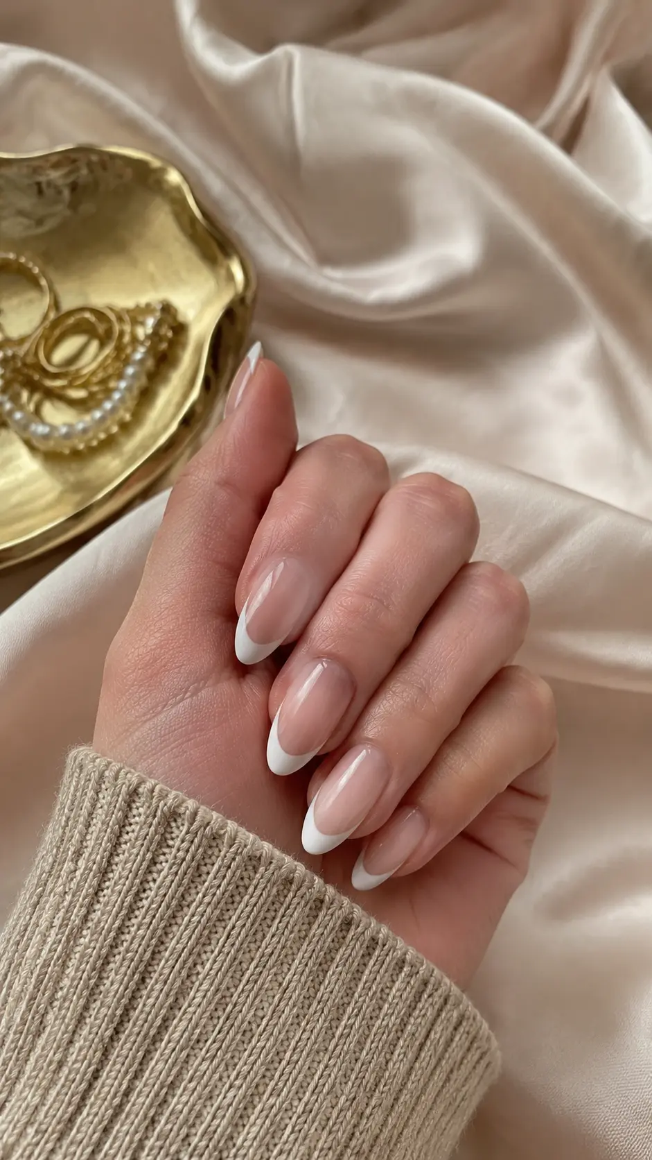 Nude Almond French Nails