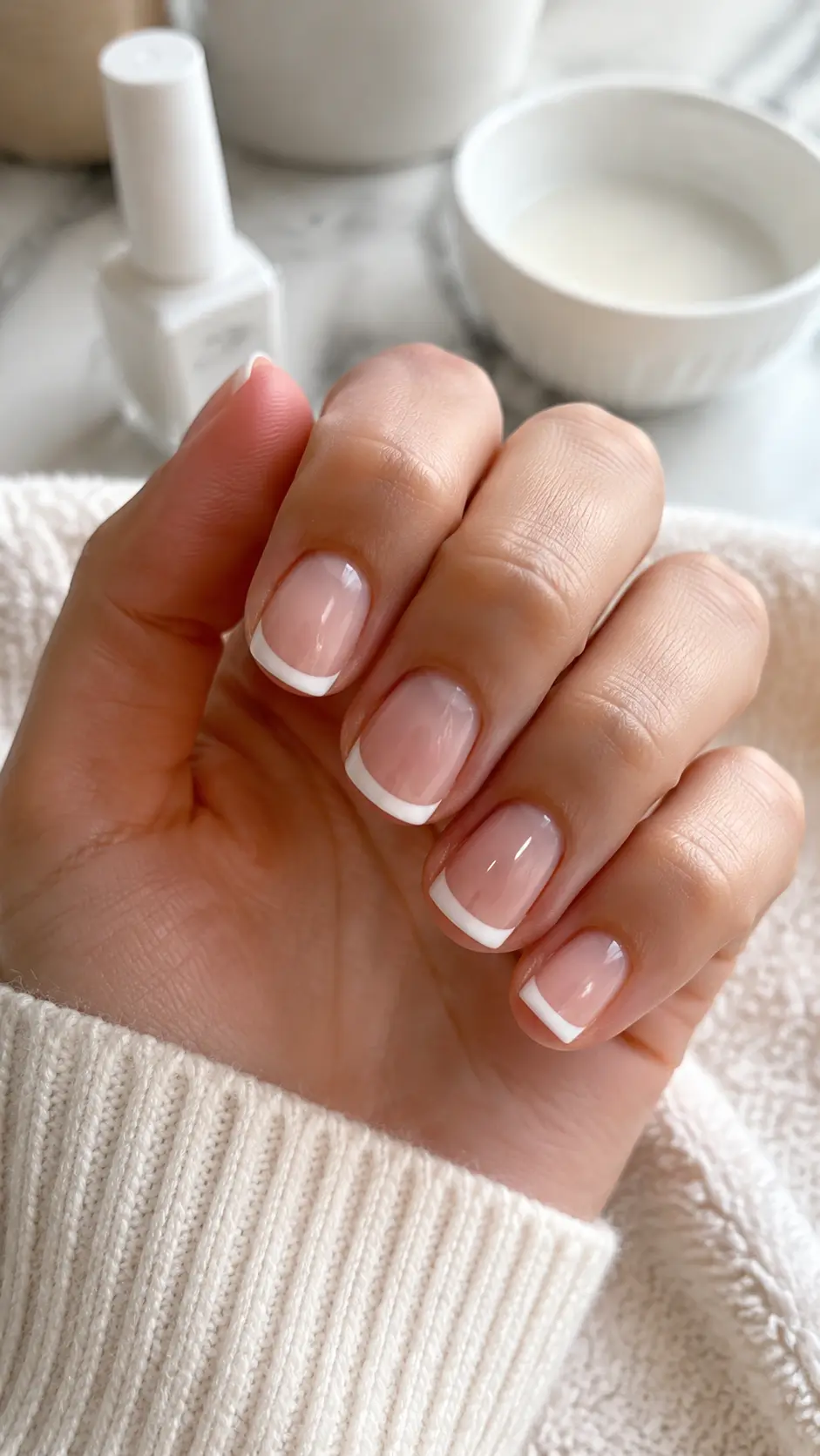 Short Square French Manicure