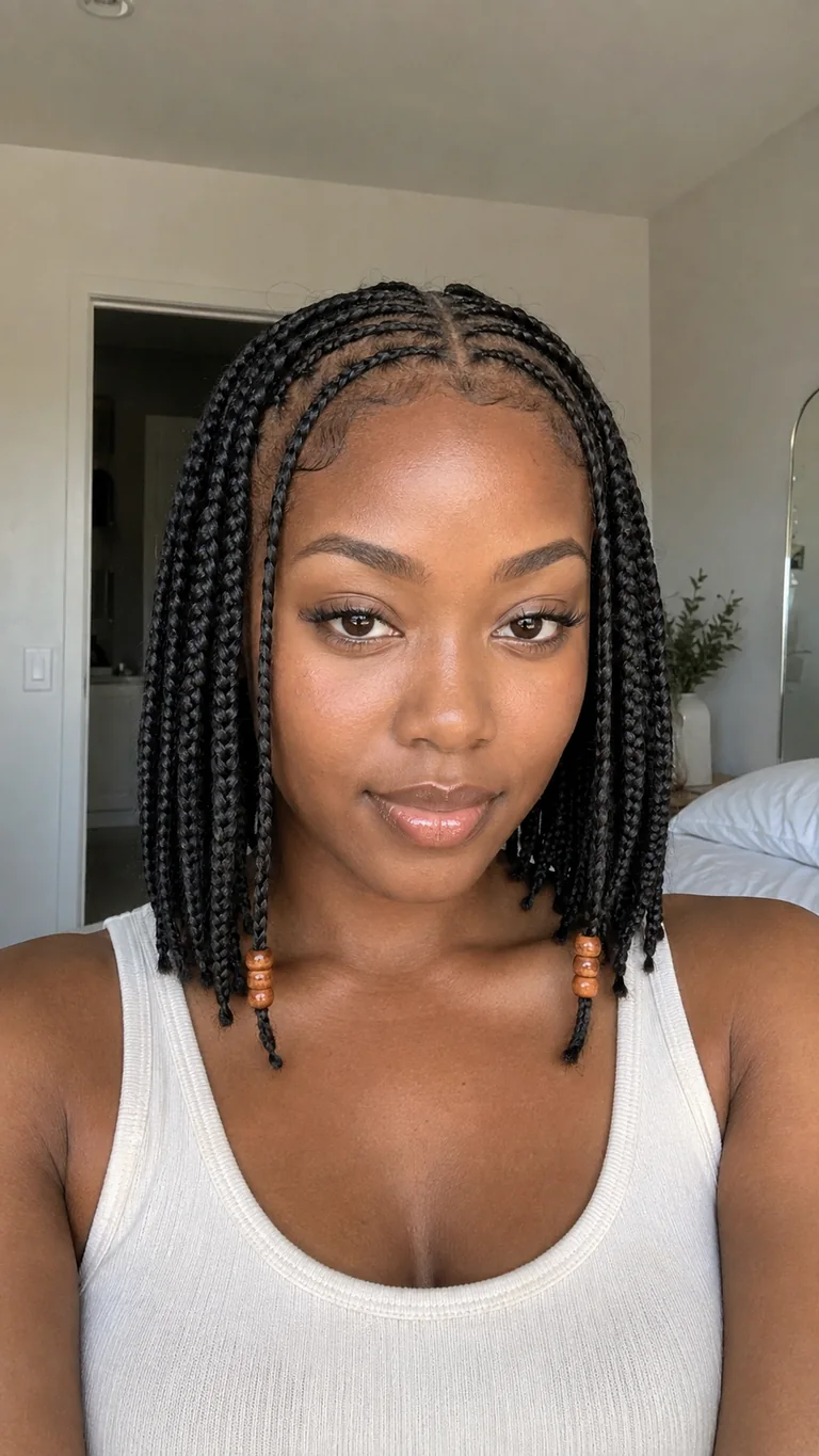 Shoulder-length natural Fulani braided bob