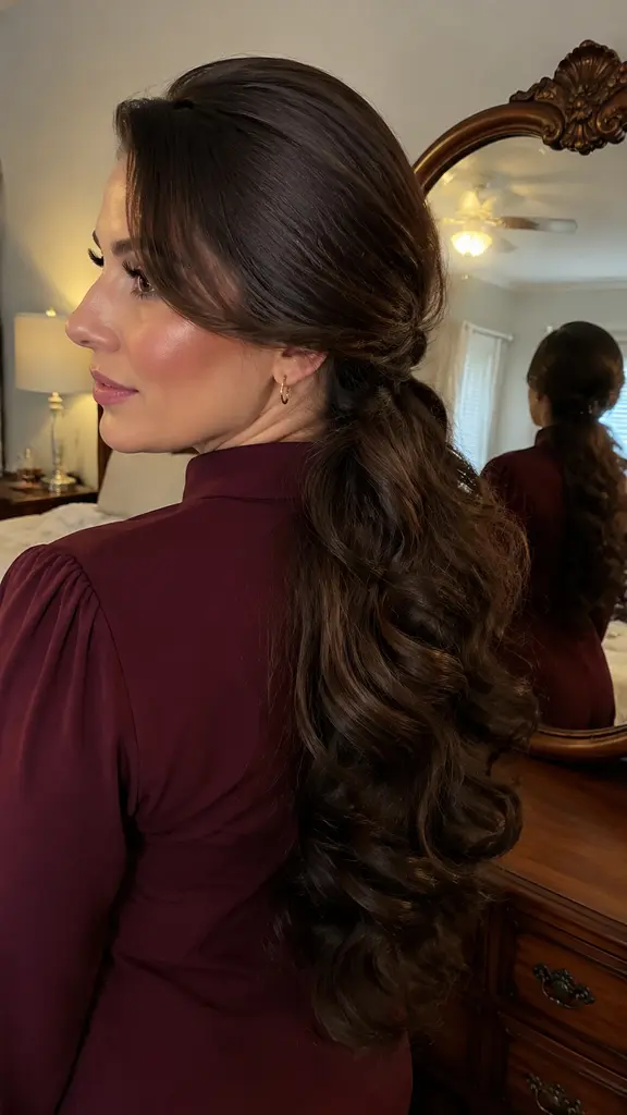 12 Glamour Hair idea 5 side-swept polished curls