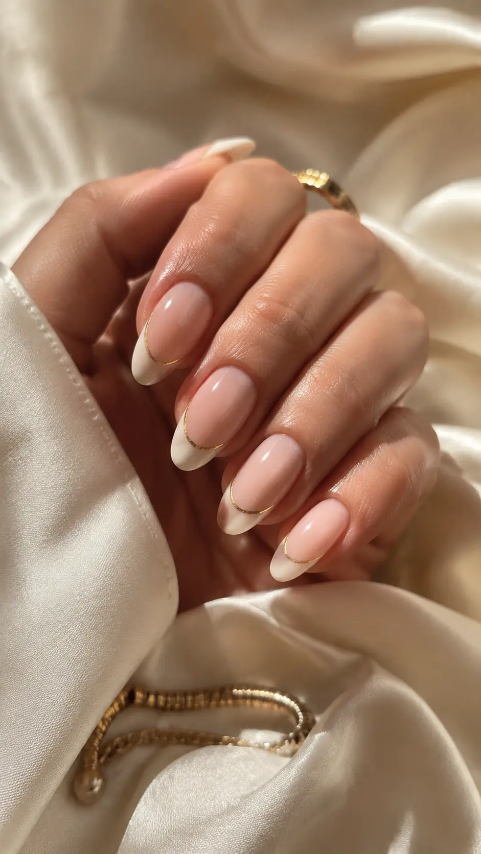 Fine Gold-Edged French Nails