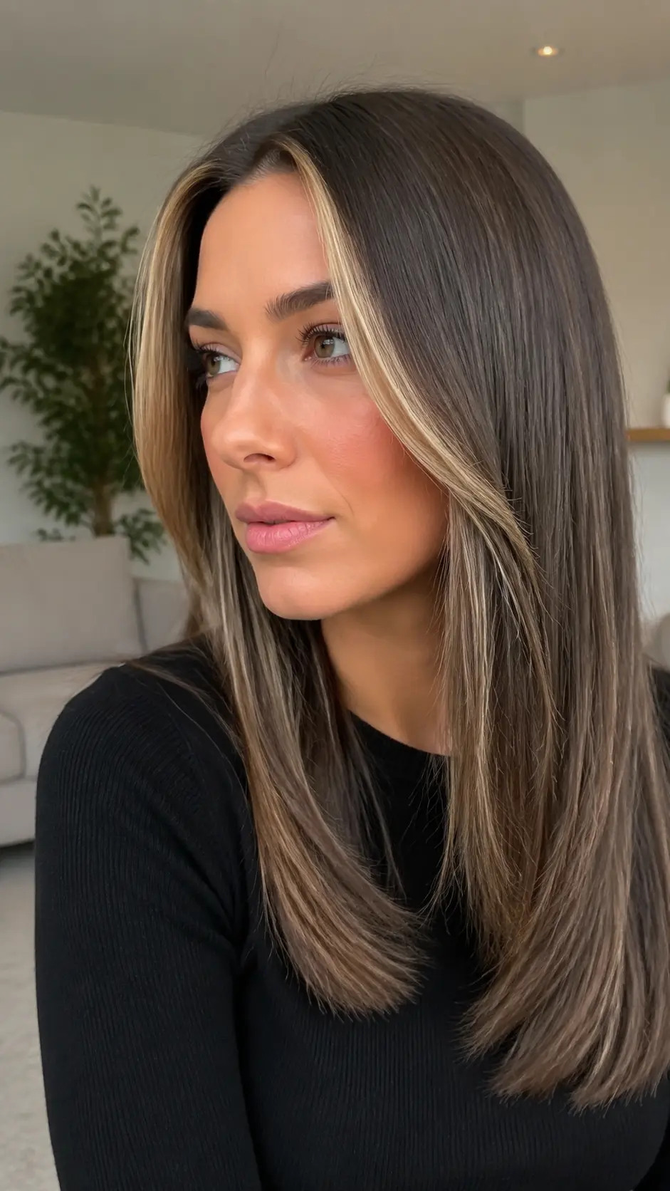 Mushroom brown hair with icy blonde face pieces