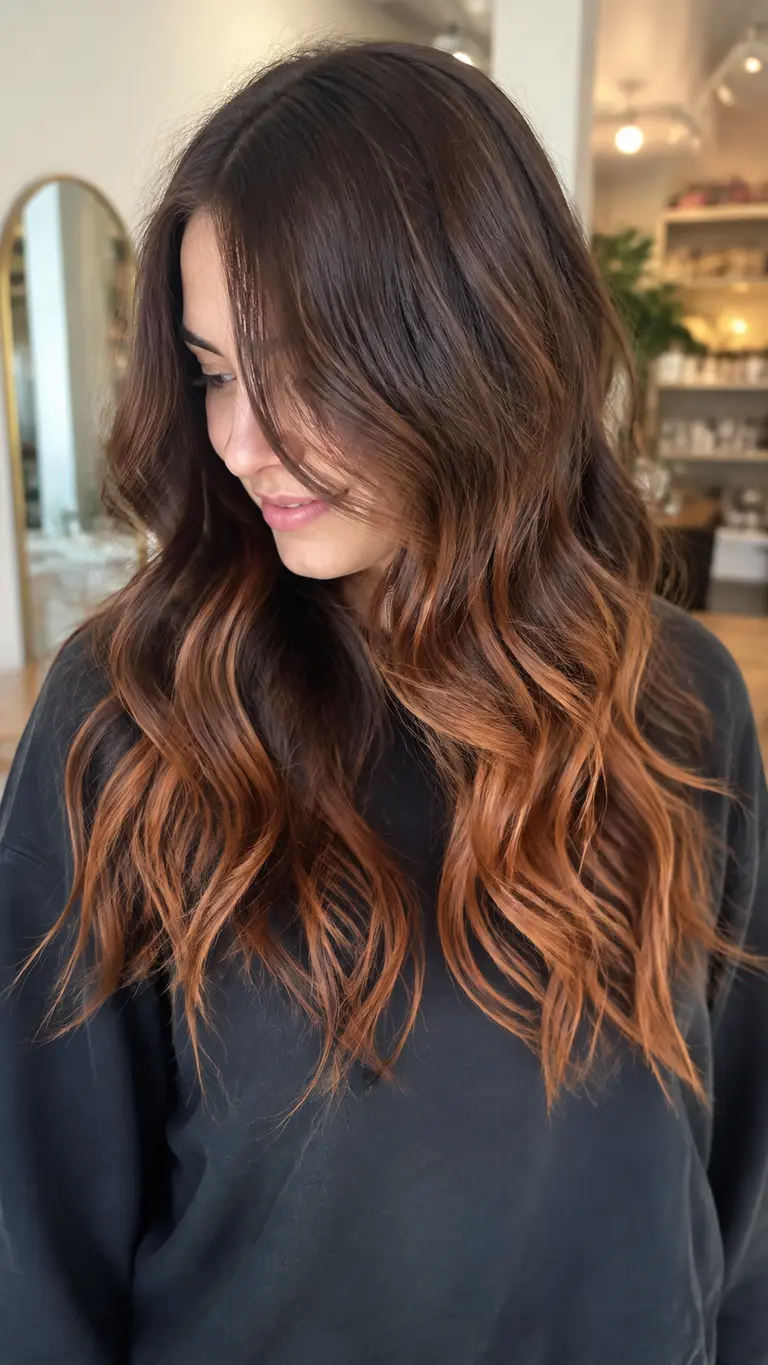 Brunette hair with toffee face framing highlights