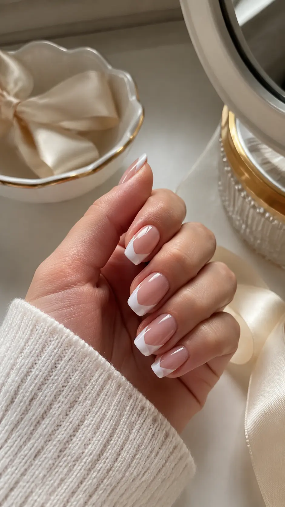 White Side-Swoop French Tips