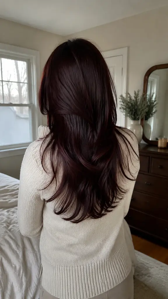 12 Trendy Hair Colors idea 9 deep plum brunette layers