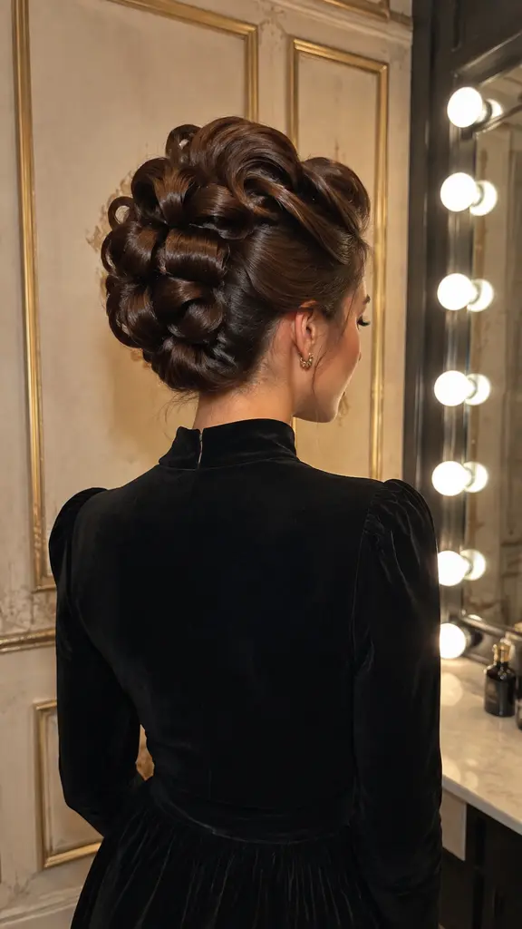 12 Glamour Hair idea 9 vintage glossy pin-curl updo