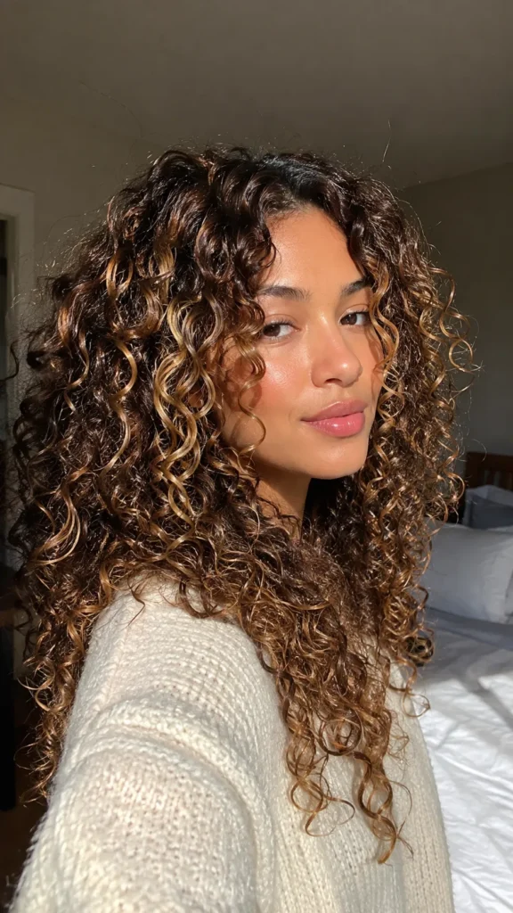 Caramel Balayage Curly Hair
