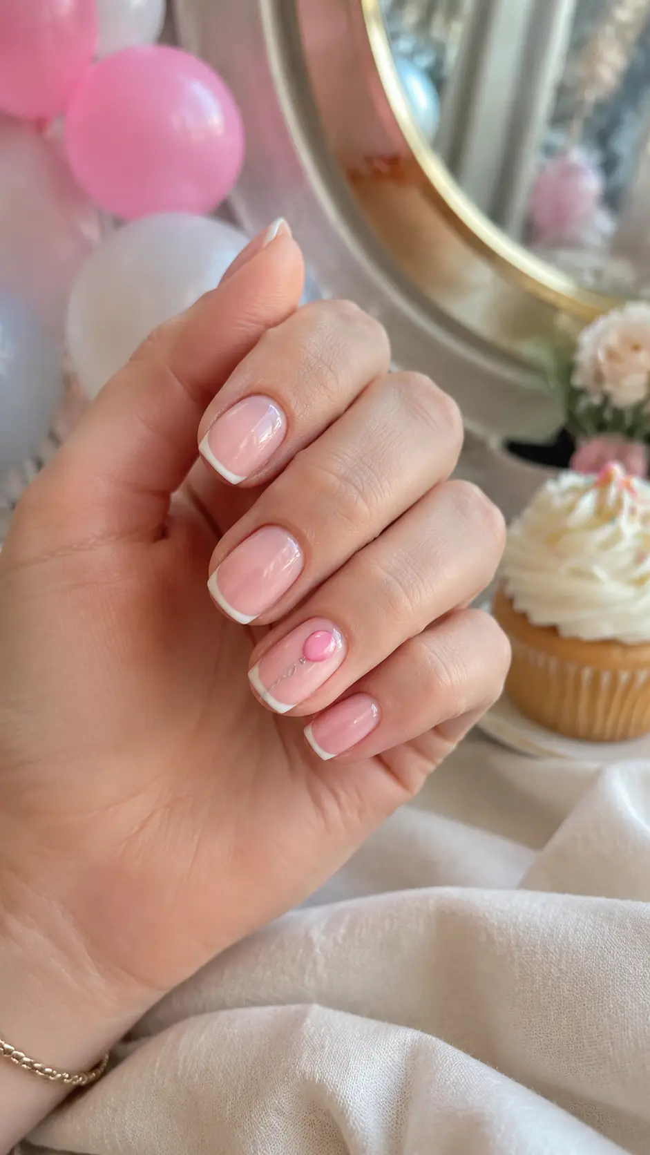 Pink Balloon Accent Manicure