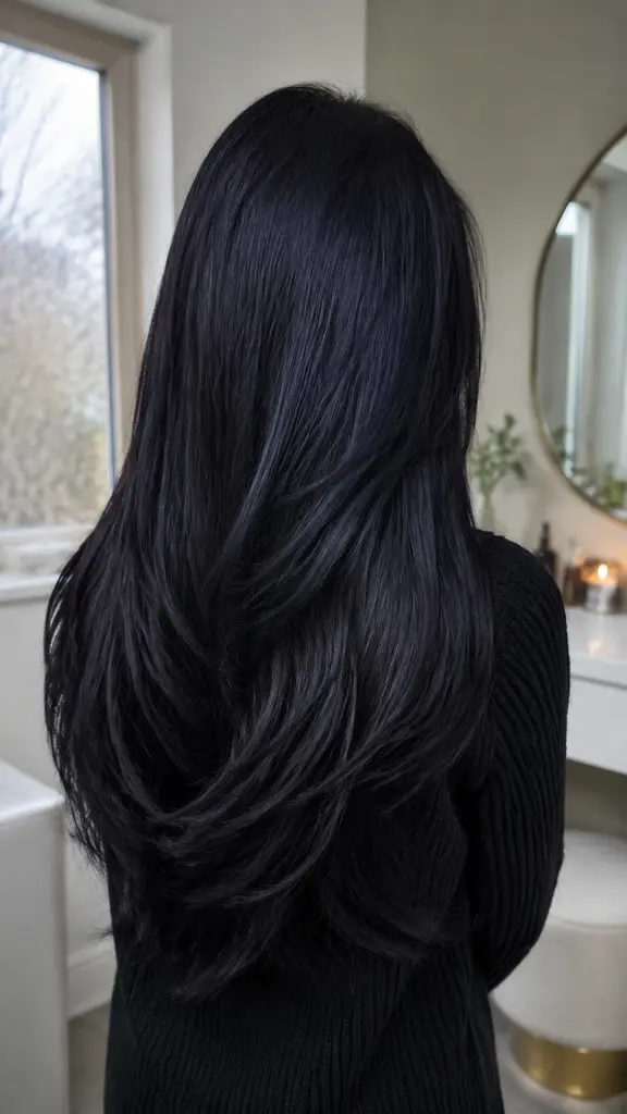 12 Trendy Hair Colors idea 11 glossy espresso blue-black hair