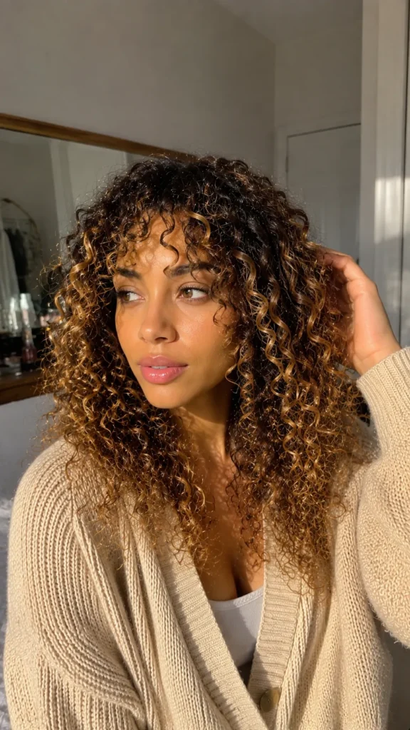 Caramel Balayage Curly Hair