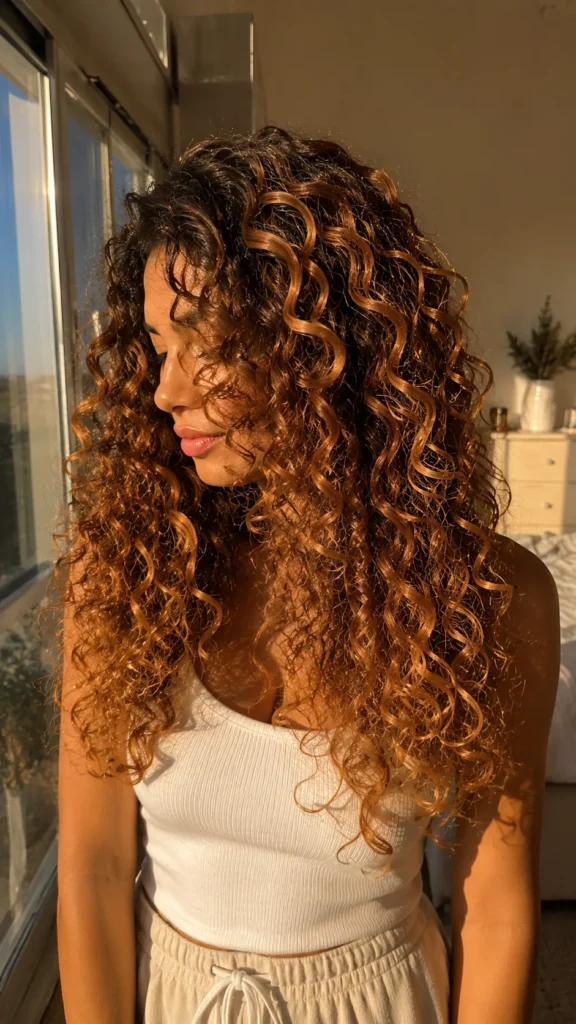 Caramel Balayage Curly Hair