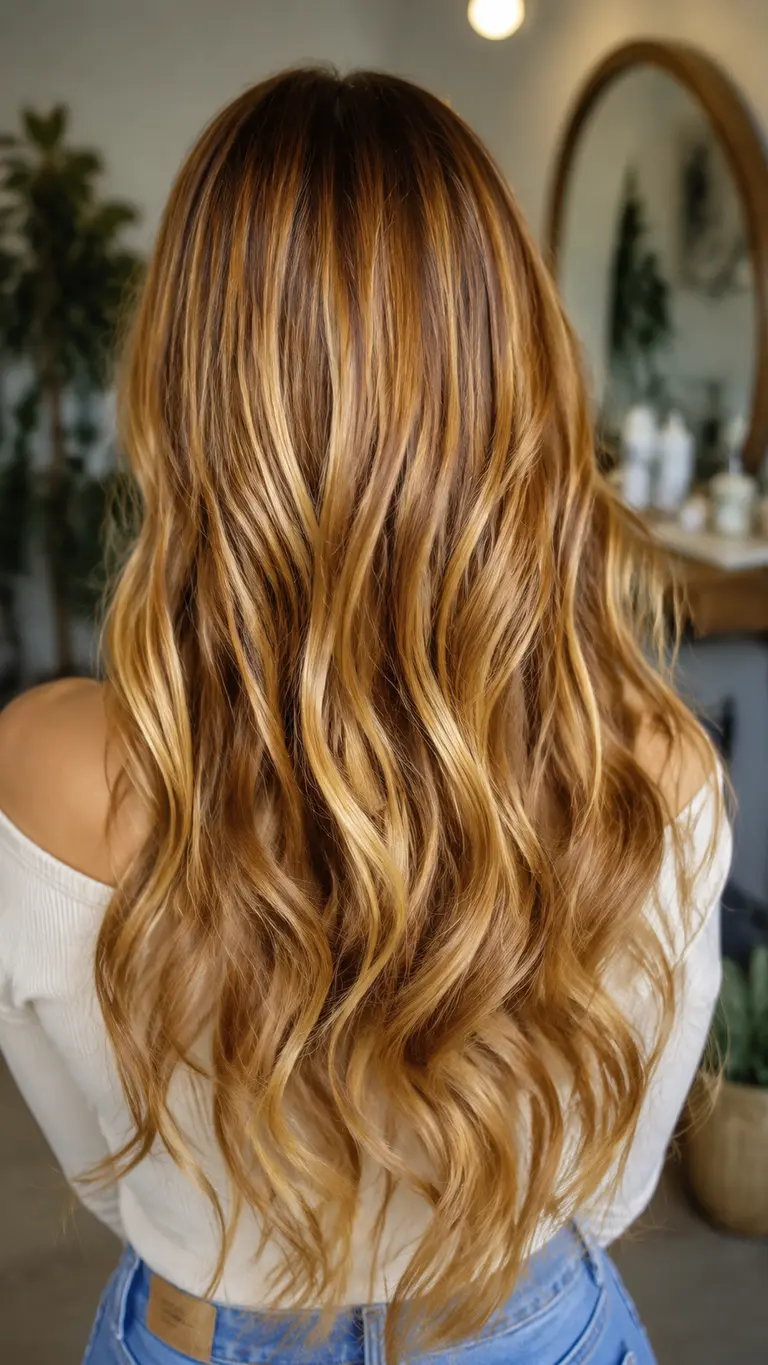 Copper hair with soft blonde lowlights