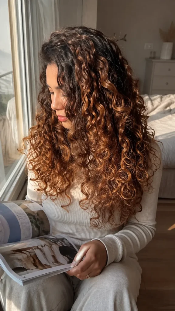Caramel Balayage Curly Hair