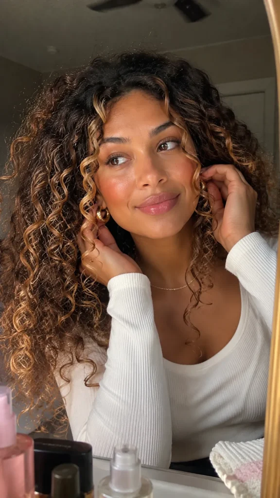Caramel Balayage Curly Hair