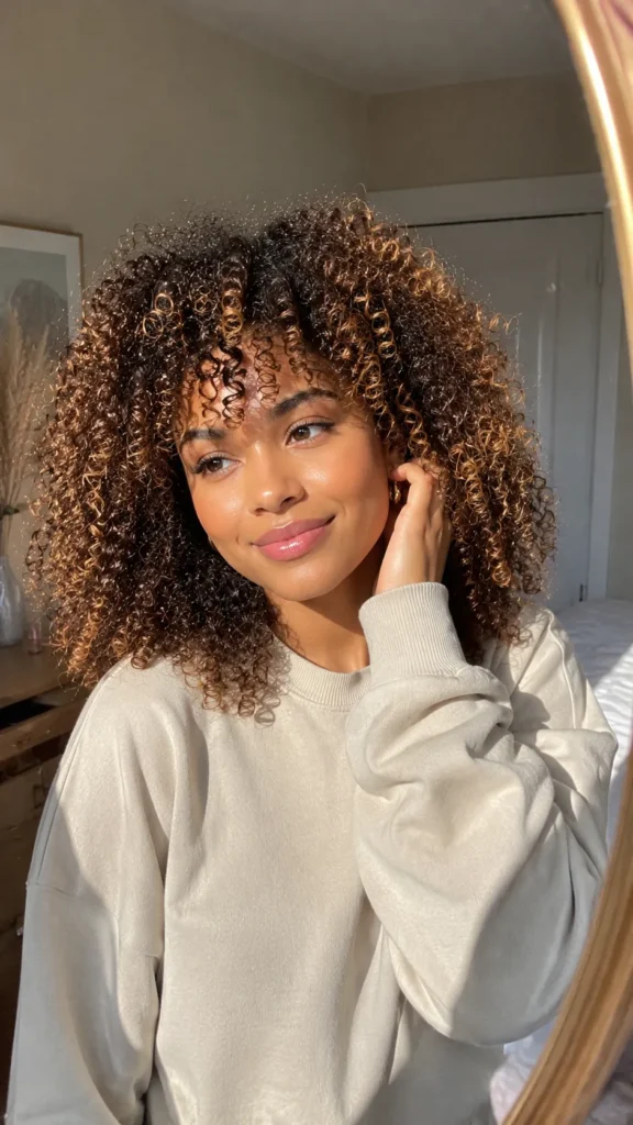 Caramel Balayage Curly Hair