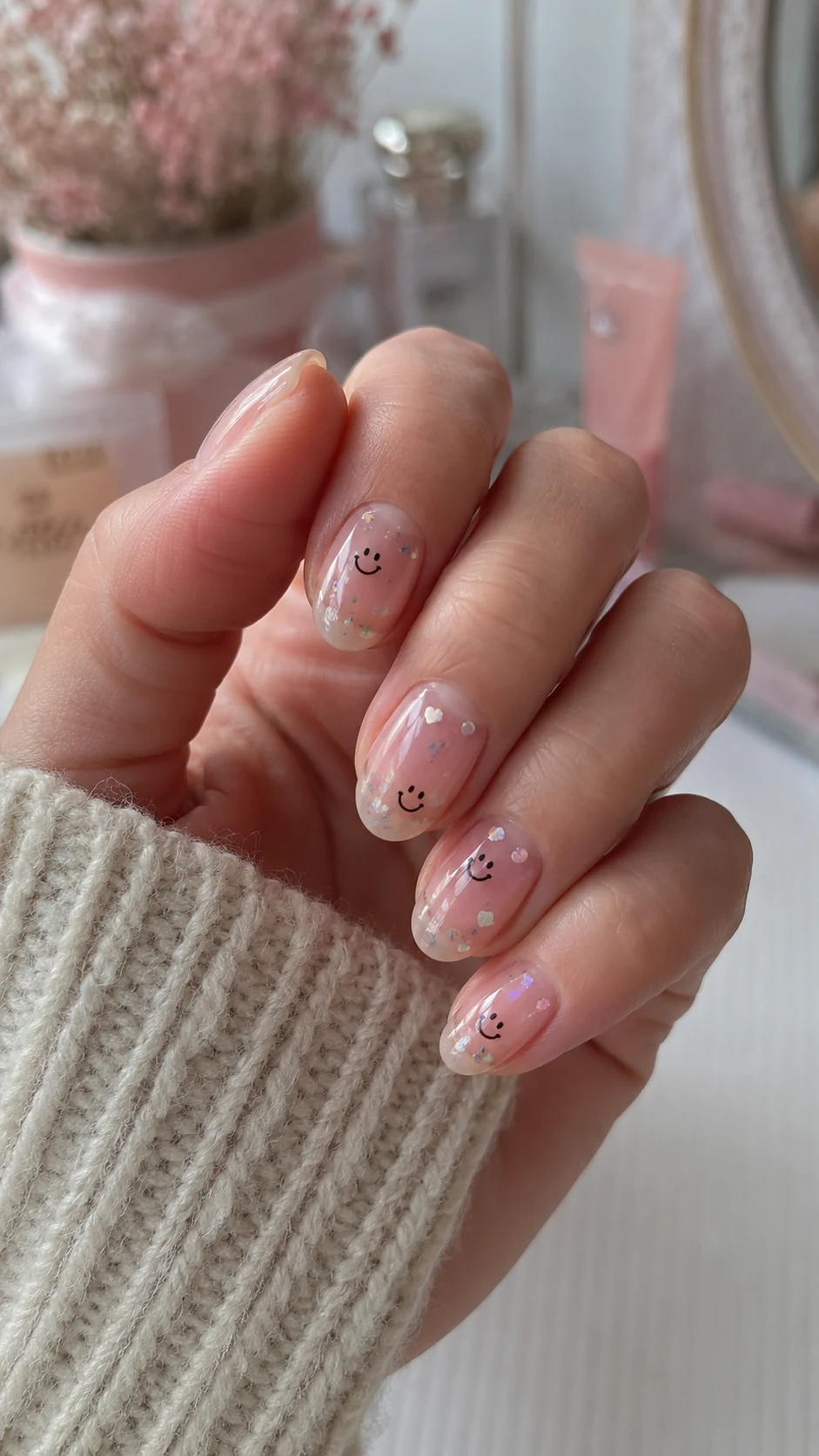 Lime French simple Y2K nails with tiny daisies