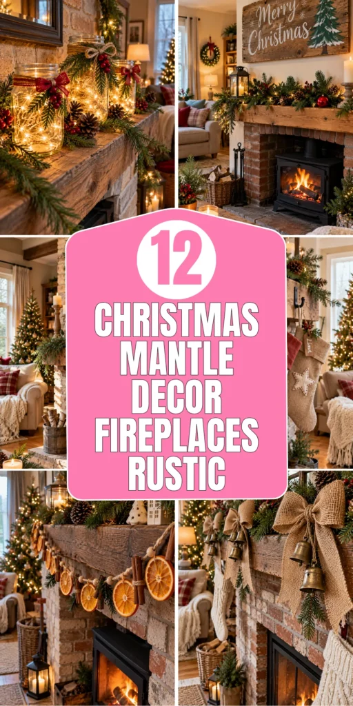 Christmas Mantle Decor Fireplaces Rustic