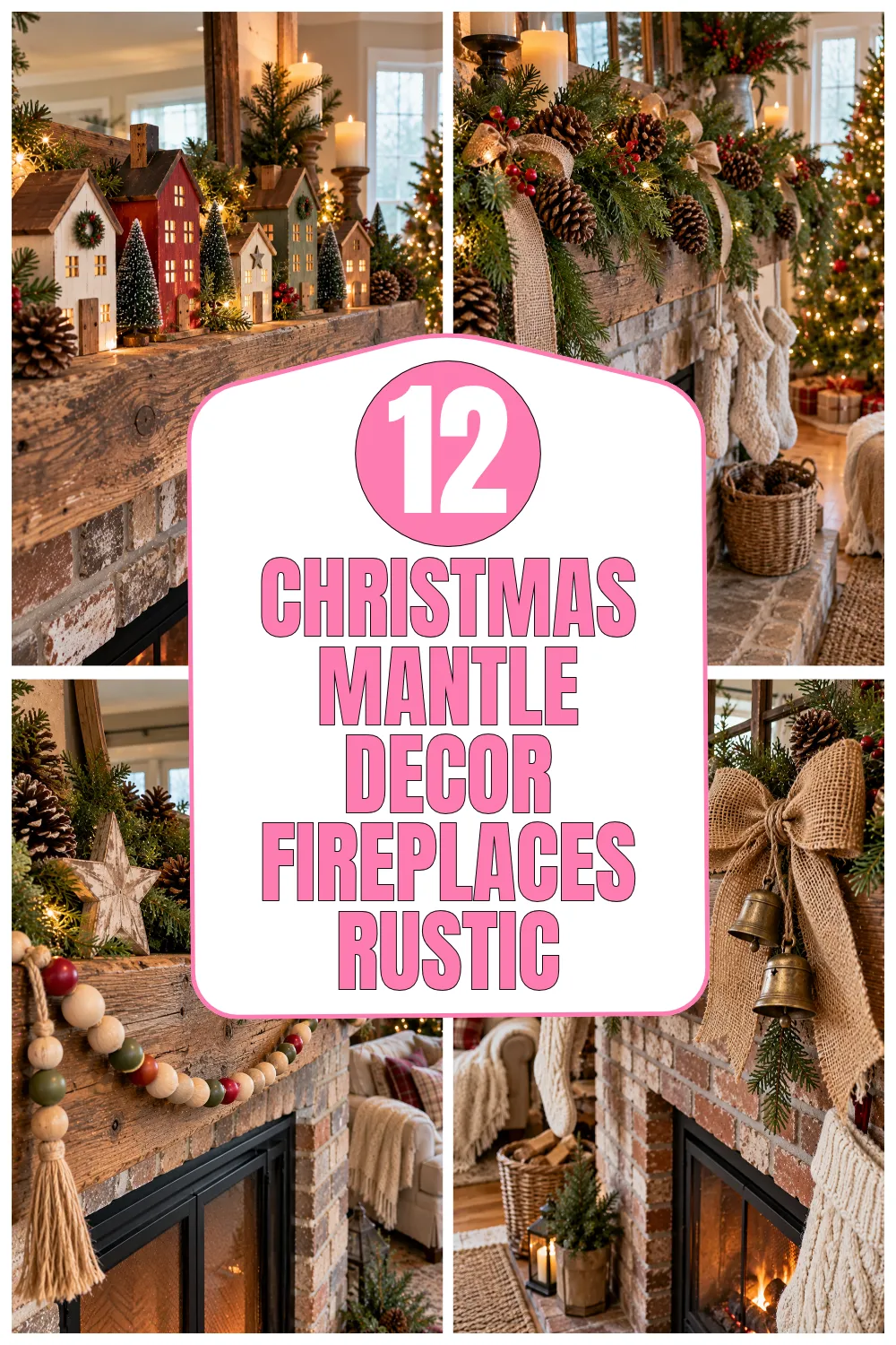 Christmas Mantle Decor Fireplaces Rustic